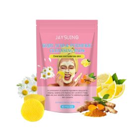 Jaysuing Kojic Acid Turmeric Balancing Water & Oil Cleansing Pad Gently Cleanses The Skin, Exfoliates The Skin, Gently Purifies And Soothes The Skin (Option: 2PCS)